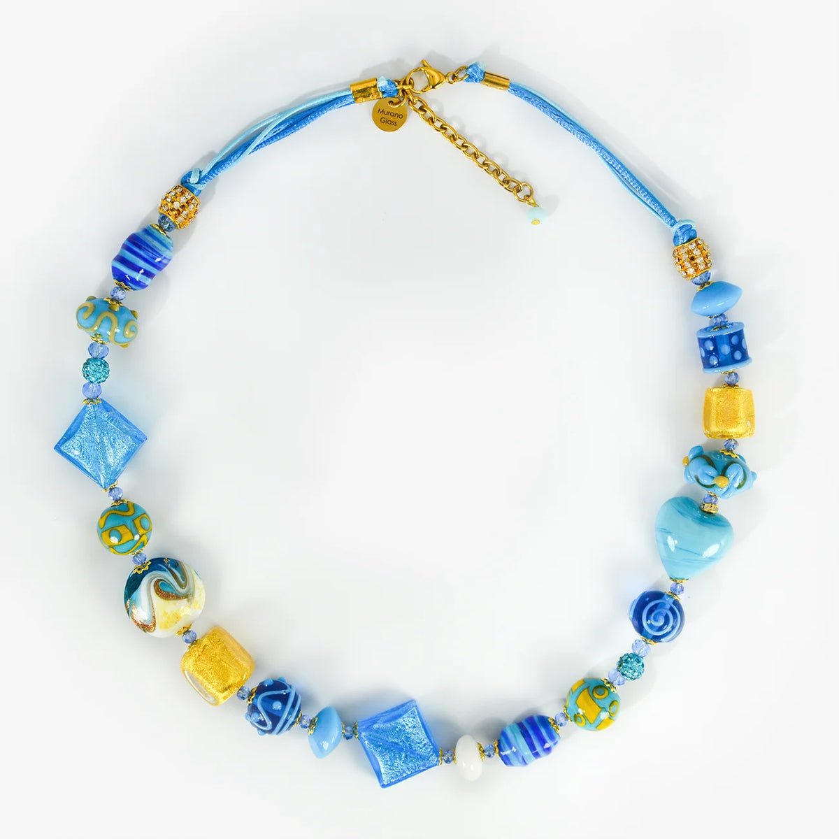 Colorful Murano glass necklace with statement beads, handmade in Italy, by My Italian Decor, showcasing vibrant Italian craftsmanship.