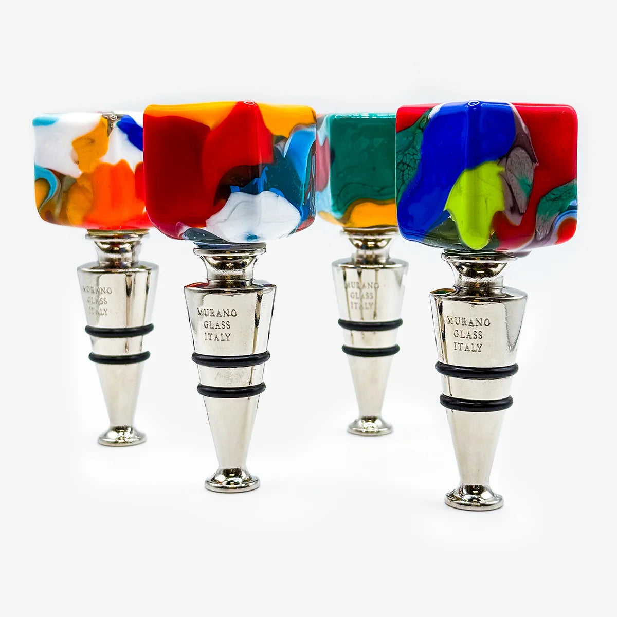 Murano Glass Wine Stopper, Multicolor Spots