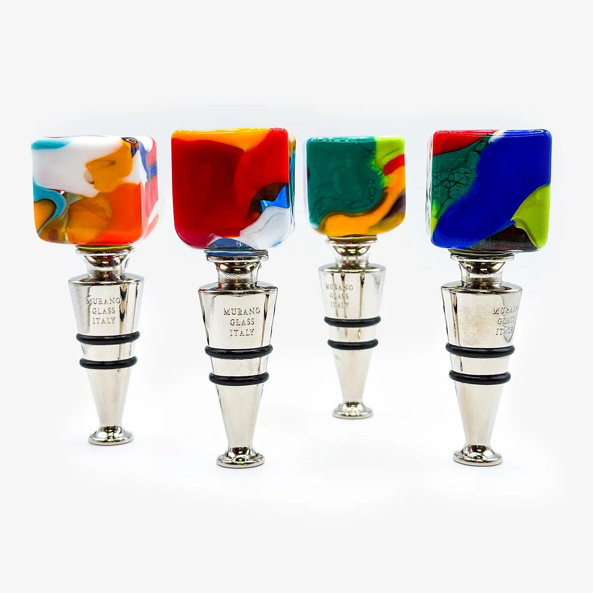 Murano Glass Wine Stopper, Multicolor Spots