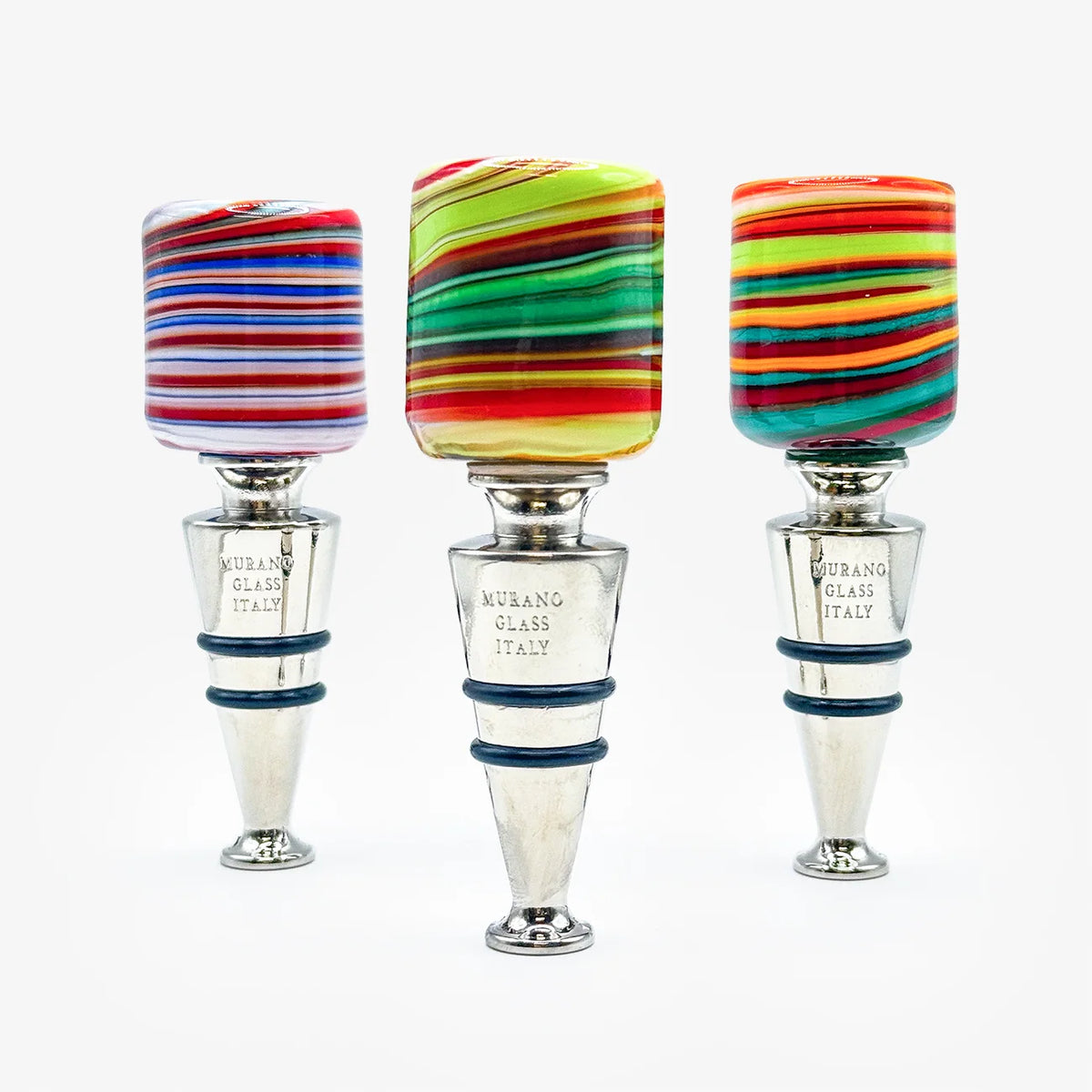 Murano Glass Wine Stopper, Multicolor Swirl