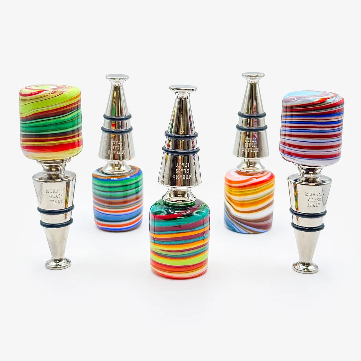 Murano Glass Wine Stopper, Multicolor Swirl