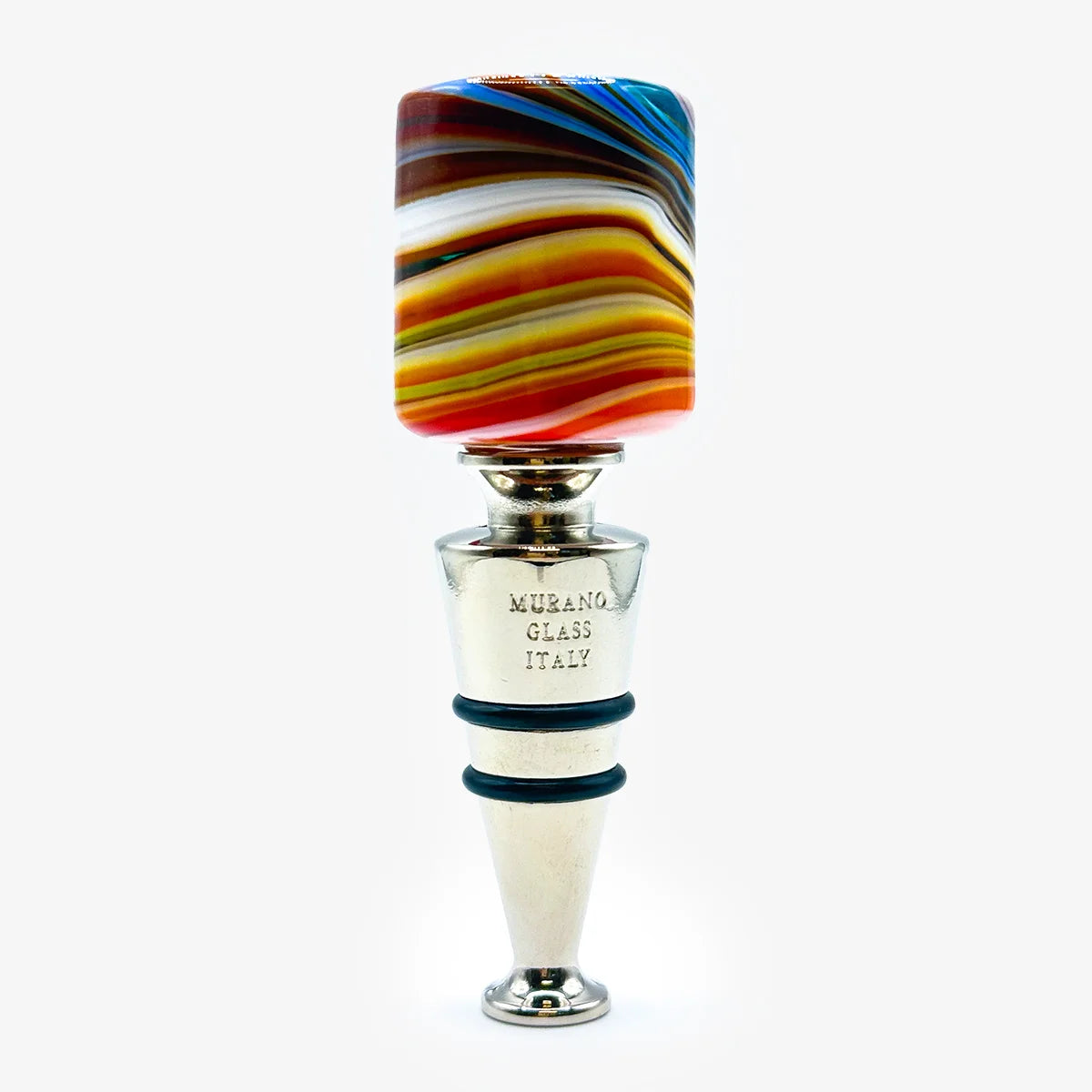 Murano Glass Wine Stopper, Multicolor Swirl