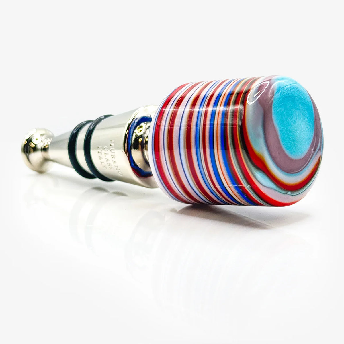 Murano Glass Wine Stopper, Multicolor Swirl