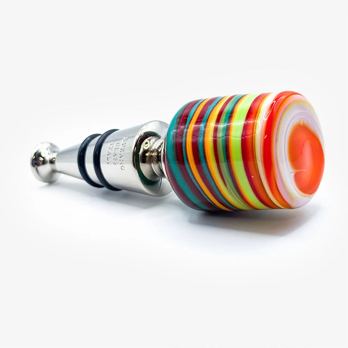 Murano Glass Wine Stopper, Multicolor Swirl