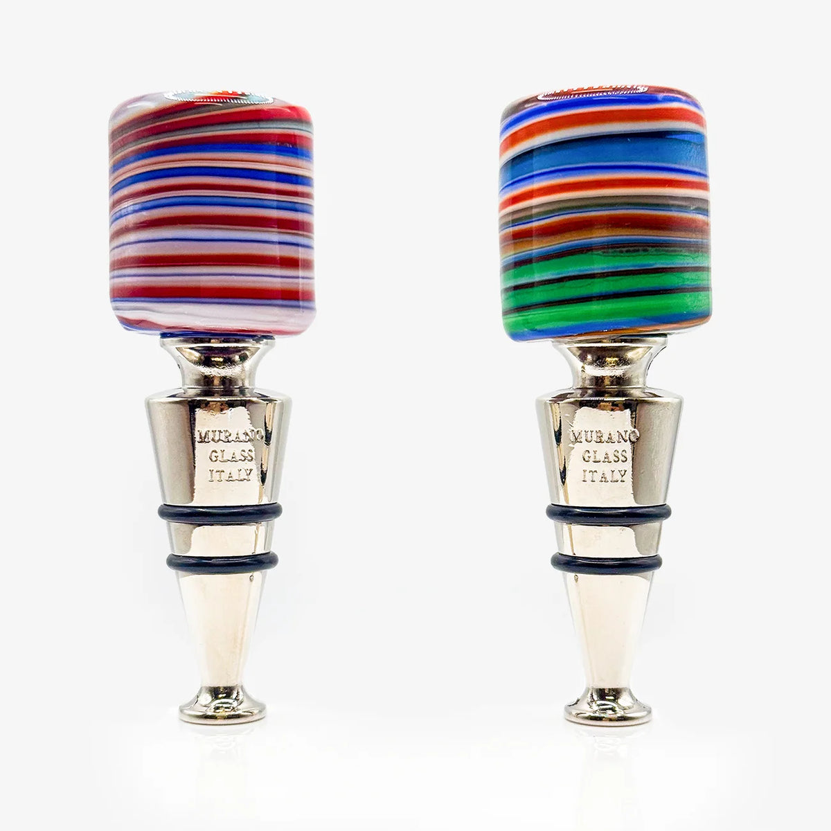 Murano Glass Wine Stopper, Multicolor Swirl
