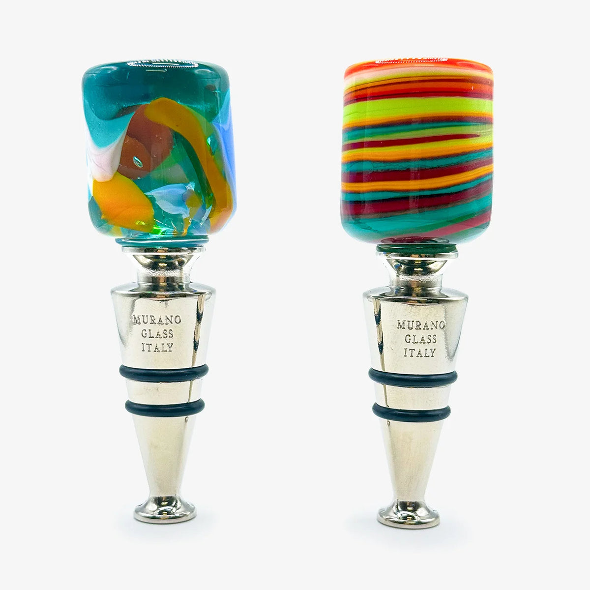 Murano Glass Wine Stopper, Multicolor Spots