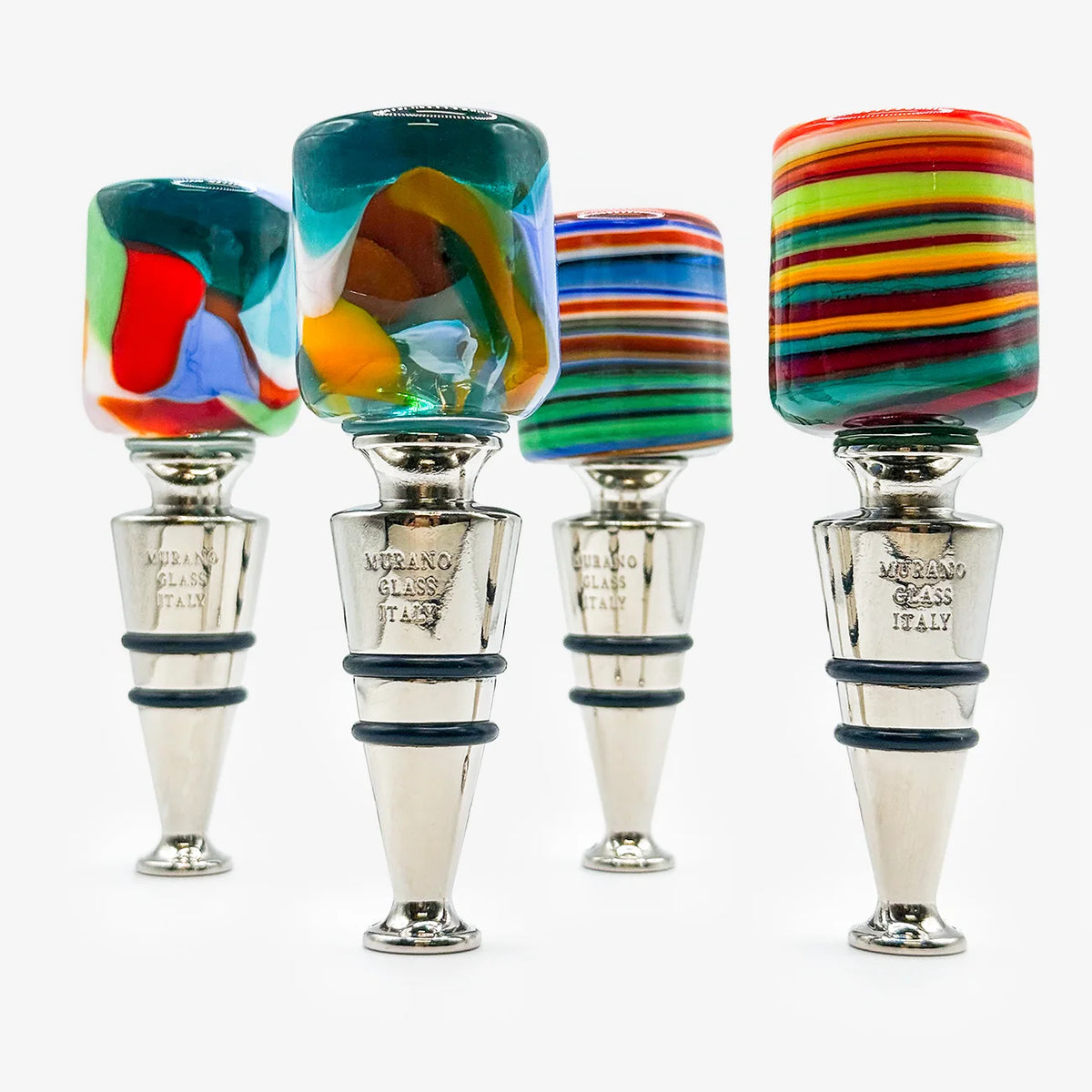 Murano Glass Wine Stopper, Multicolor Spots