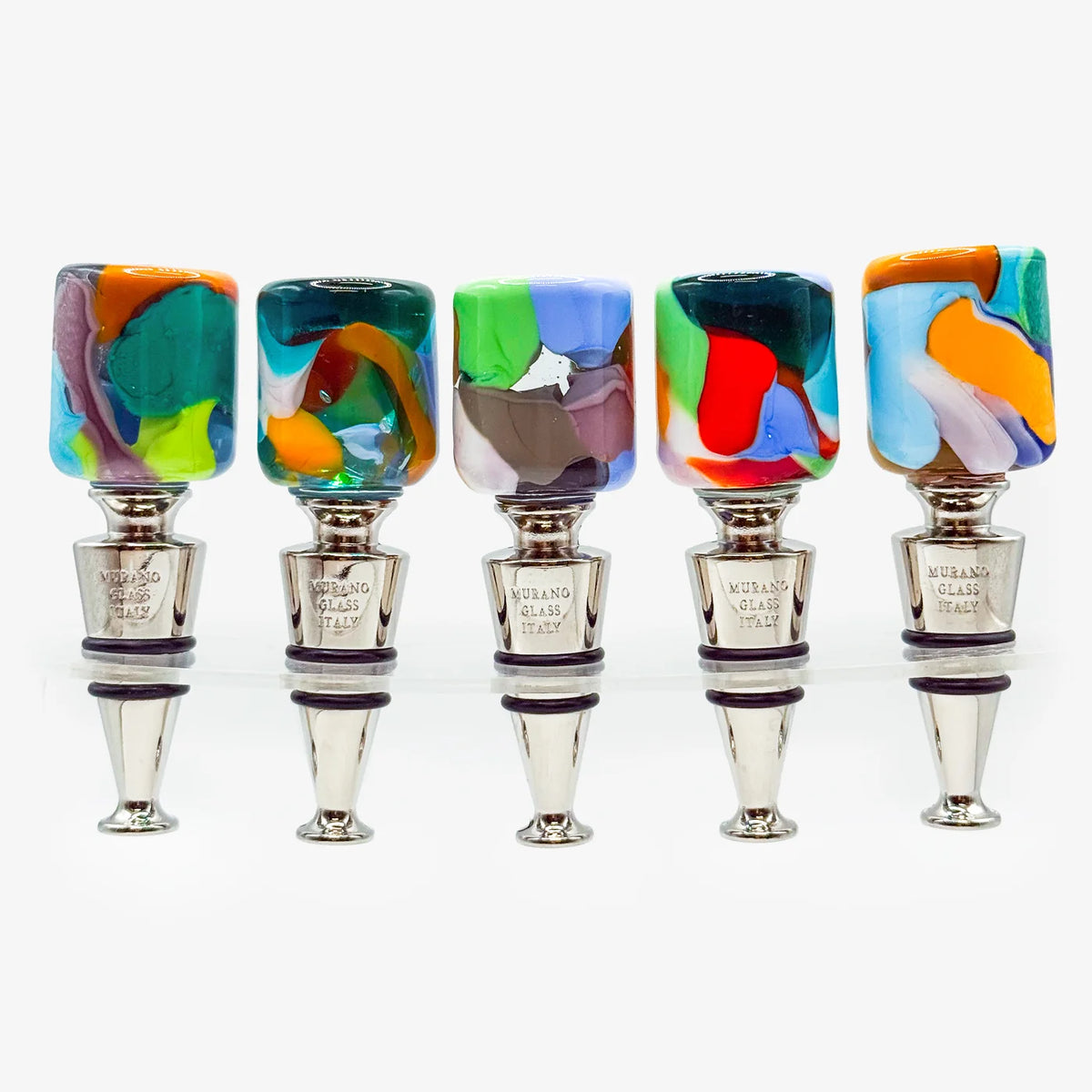 Murano Glass Wine Stopper, Multicolor Spots