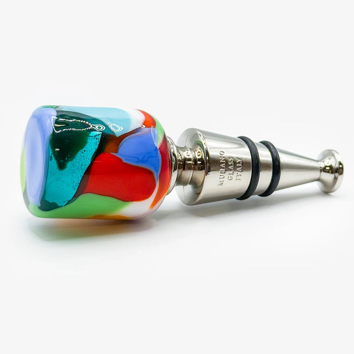 Murano Glass Wine Stopper, Multicolor Spots