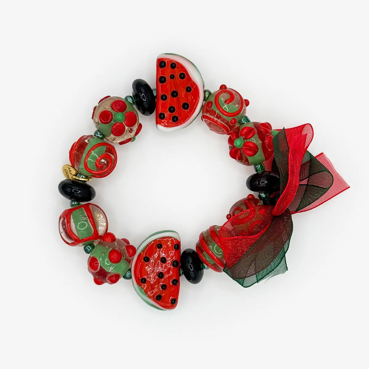 Large Bead Bracelet & Earrings, Watermelon, Handcrafted in Italy
