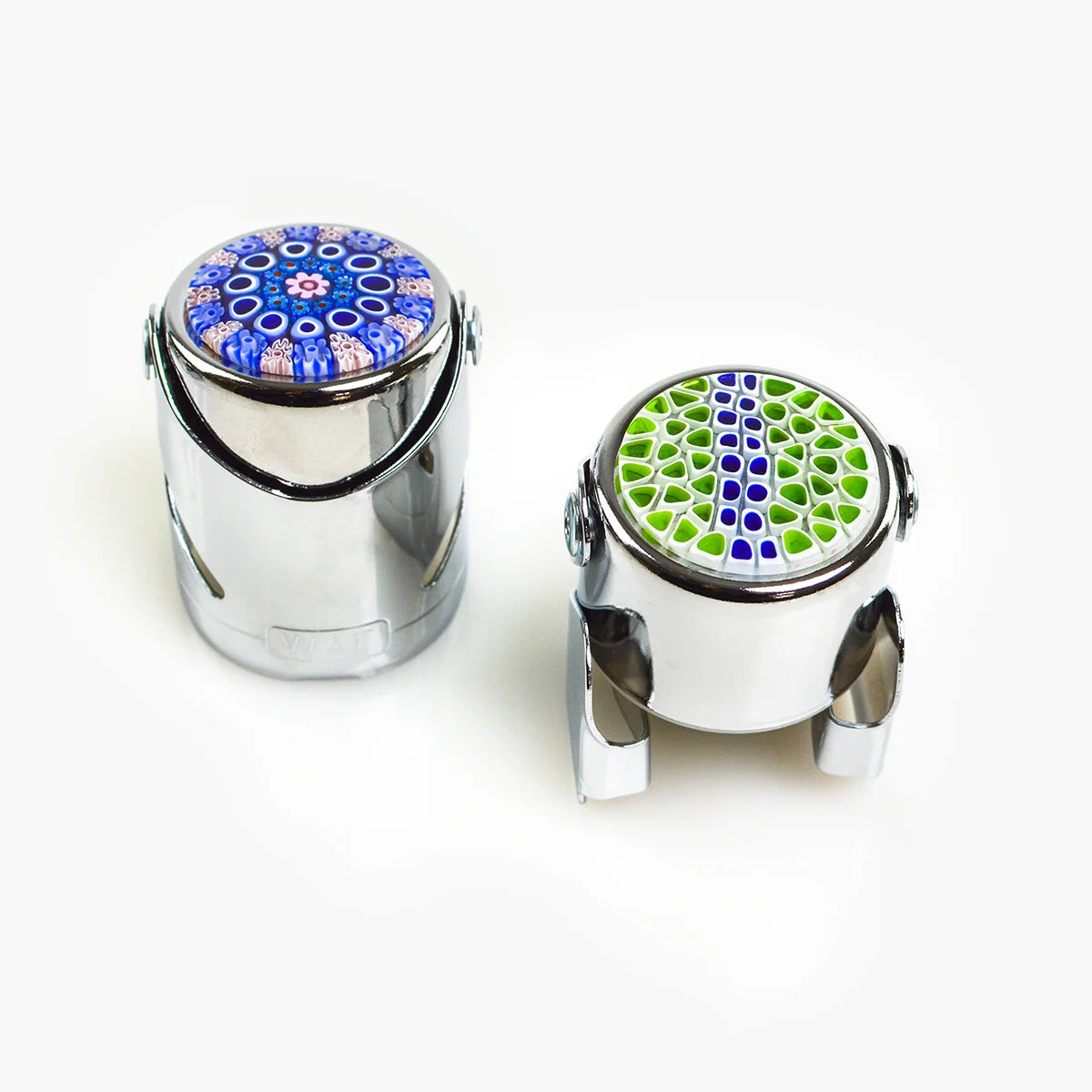 Millefiori Champagne stopper by My Italian Decor, made in Italy, with colorful glass design to seal champagne bottles.