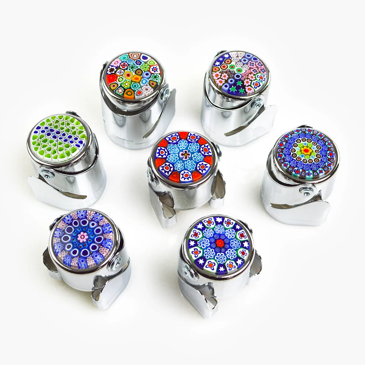 Millefiori Champagne stopper by My Italian Decor, made in Italy, with colorful glass design to preserve sparkling wine freshness.