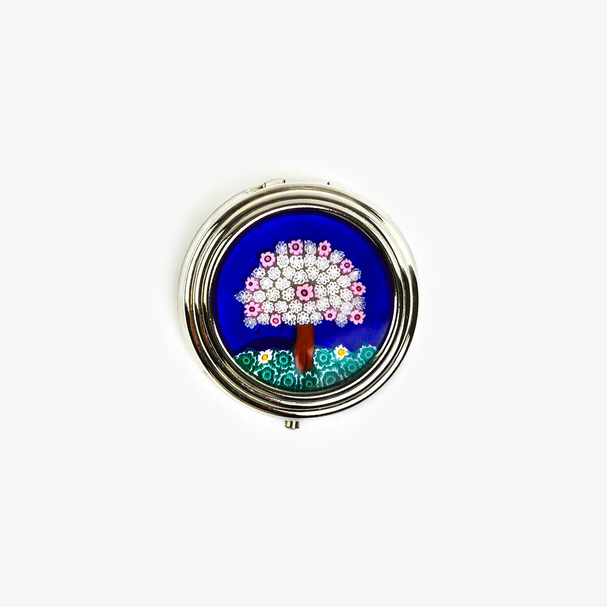Colorful handmade Millefiori pillboxes by My Italian Decor, showcasing vibrant glass designs in various colors.