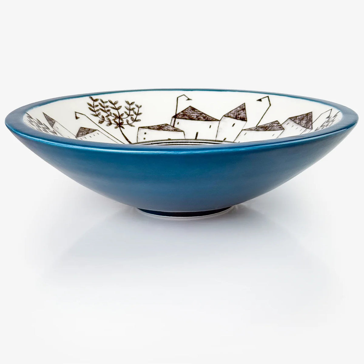 Hand-Painted Ceramic Italian Village Centerpiece Bowls