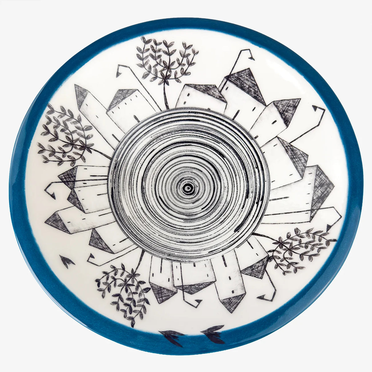 Hand-Painted Ceramic Italian Village Centerpiece Bowls