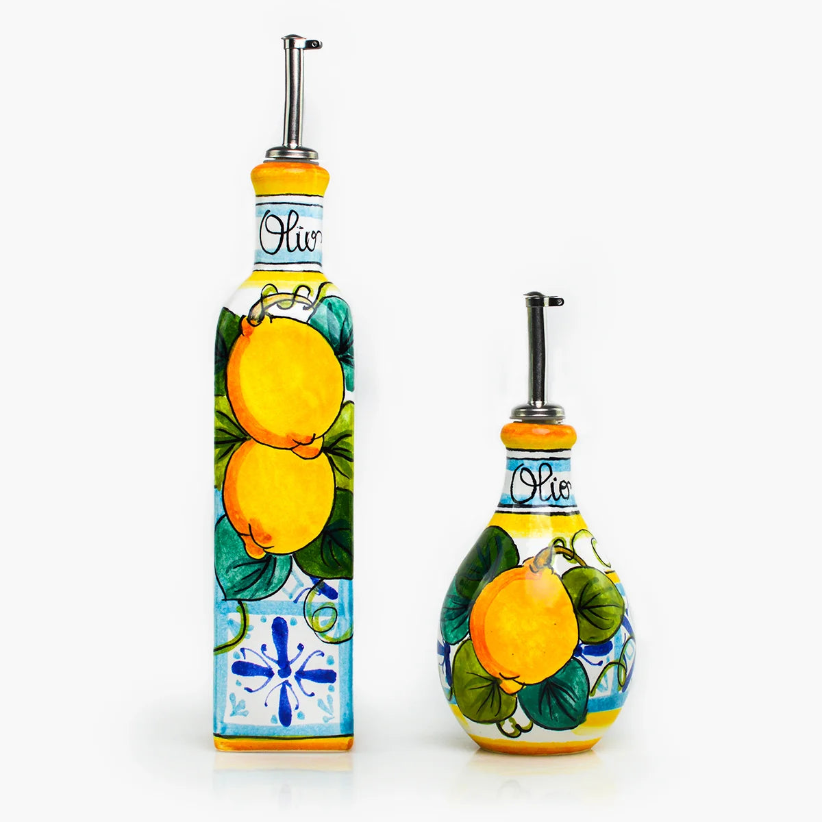 Ceramic olive oil bottle by My Italian Decor, made in Italy, featuring a classic design with a spout for pouring olive oil.