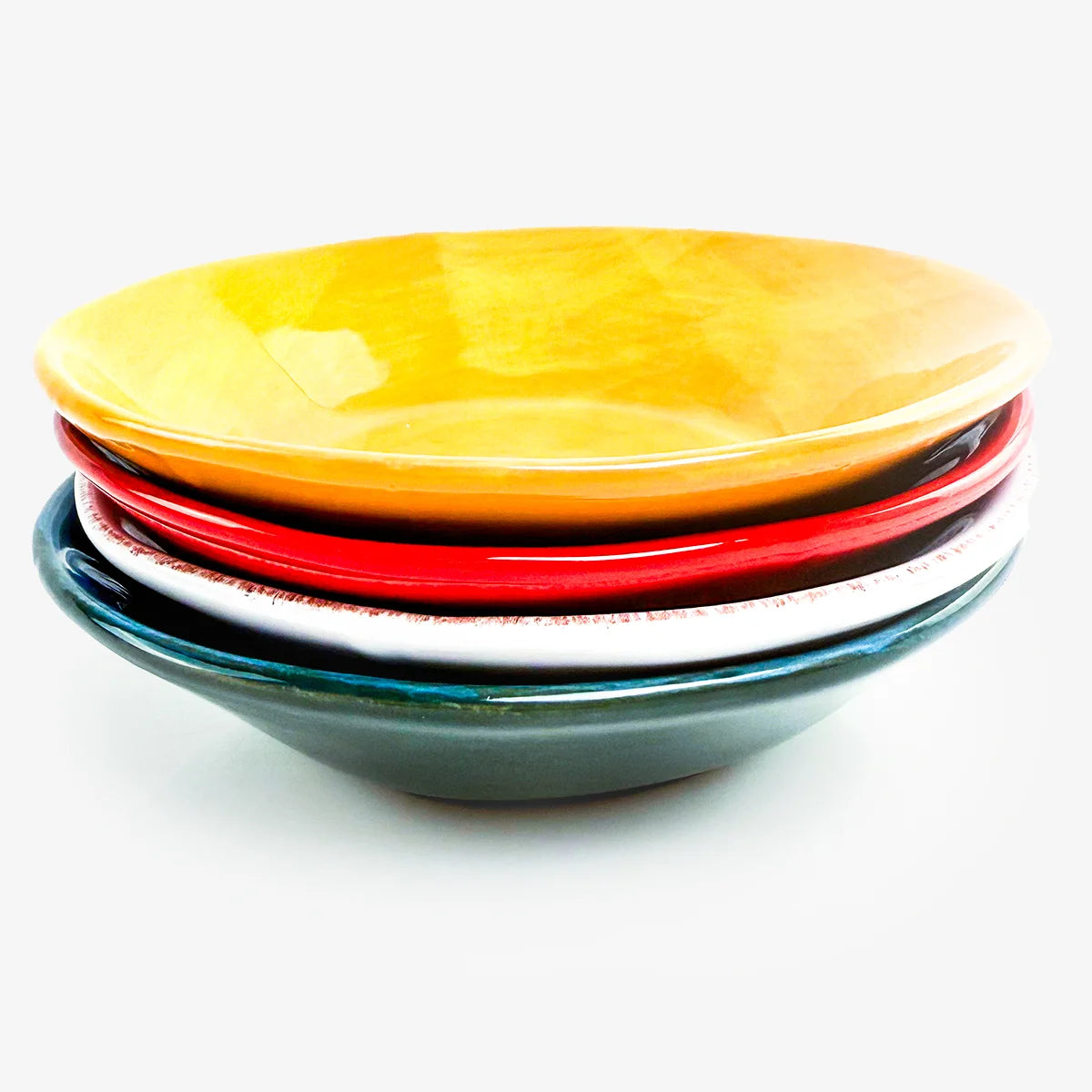 Set of two Tuscan ceramic pasta bowls by My Italian Decor, handcrafted Italian ceramic bowls for serving pasta.