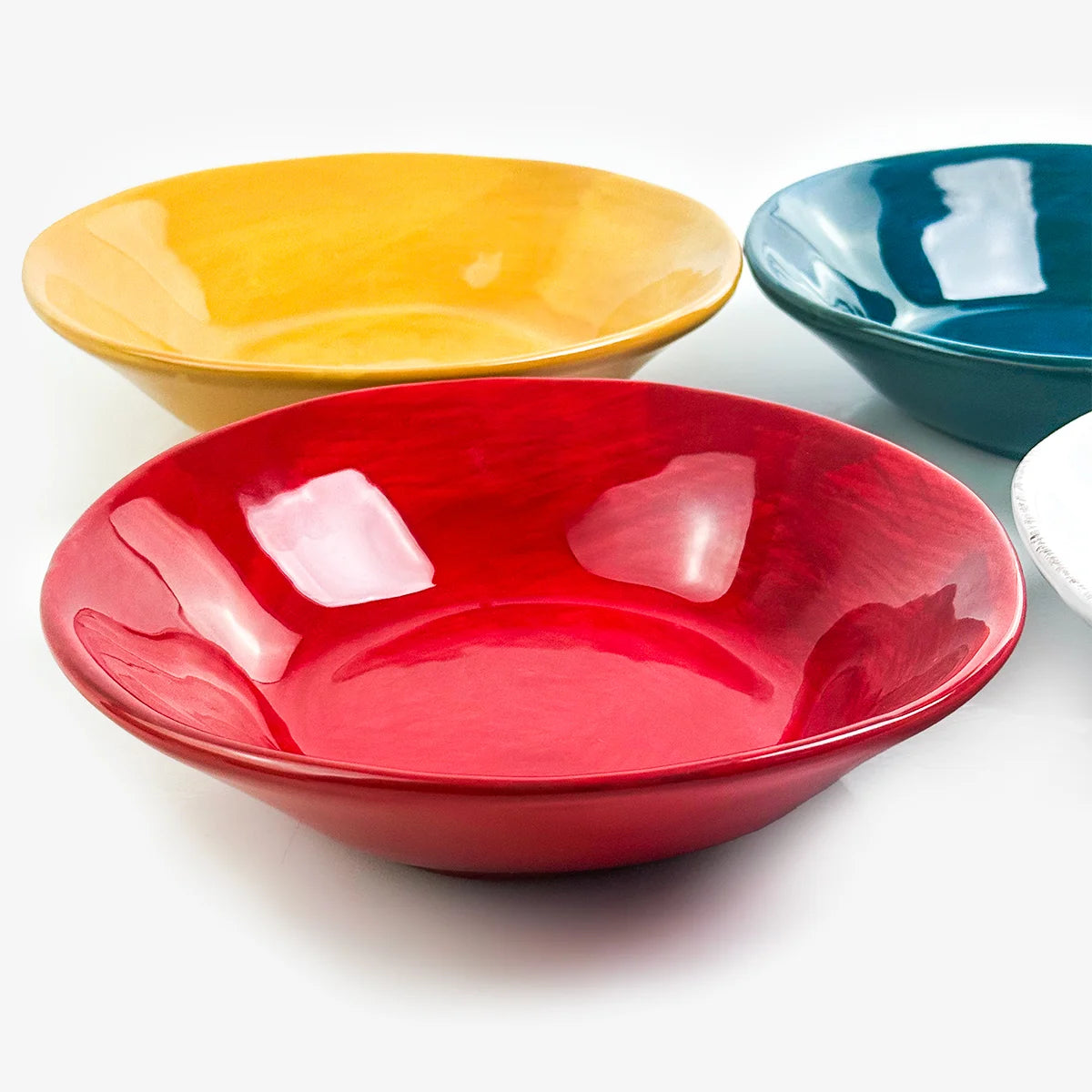 Set of two Tuscan ceramic pasta bowls by My Italian Decor, crafted in Italy with rustic, handcrafted design.