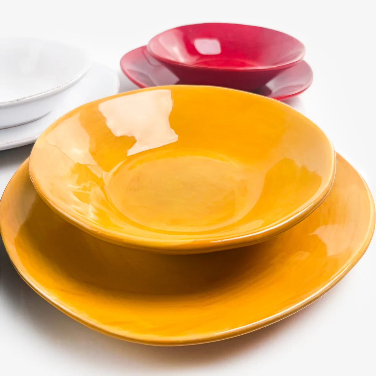 Set of two Tuscan ceramic pasta bowls by My Italian Decor, featuring earthy glaze and traditional Italian design.