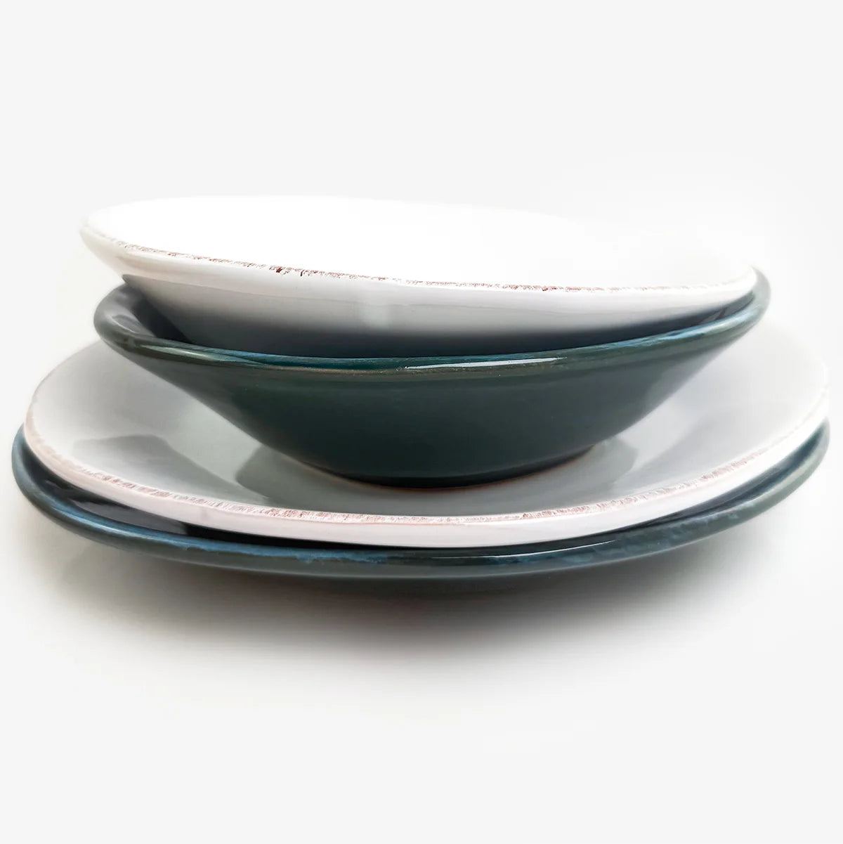 Set of two Tuscan ceramic dinner plates by My Italian Decor, featuring rustic Italian design and handcrafted ceramic details.