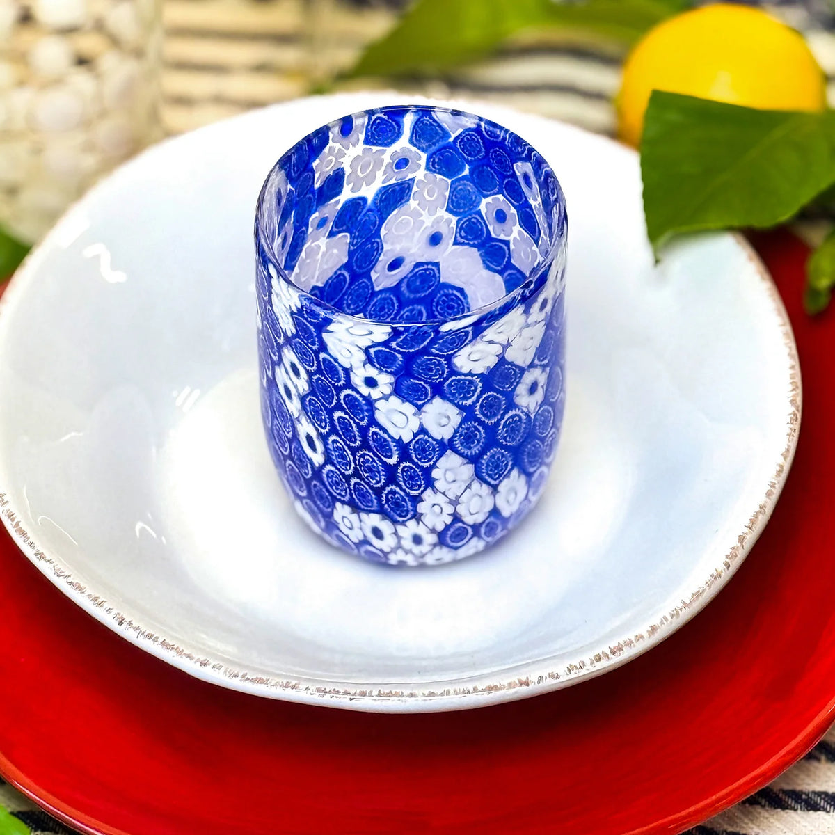 Millefiori Drinking Glass, Marconi, Handblown, Made in Italy