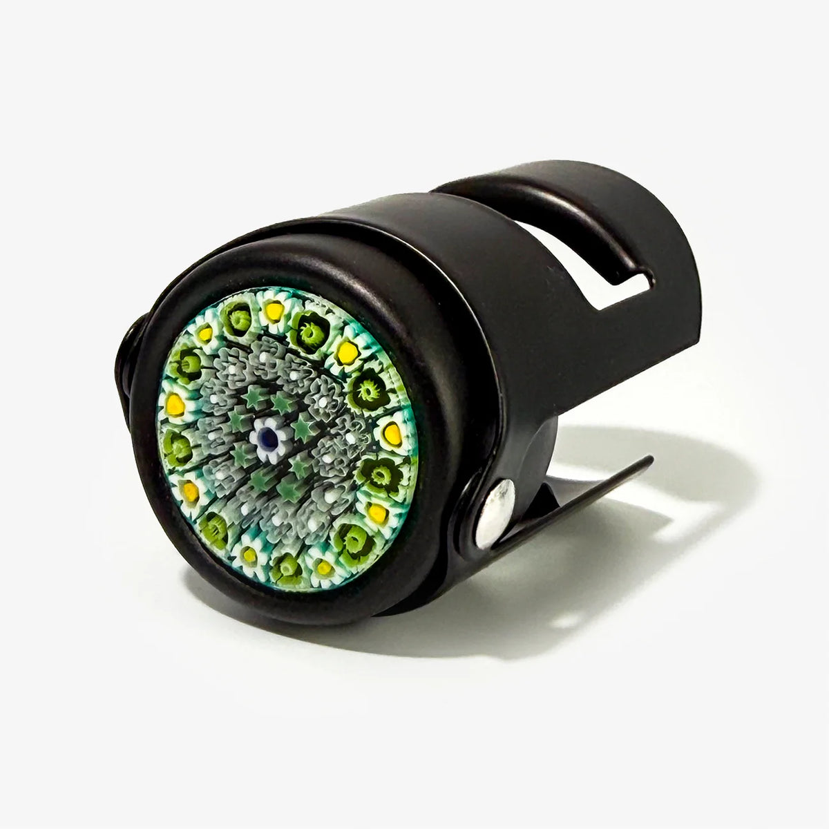 Black Matte Millefiori Champagne Stoppers, Made in Italy