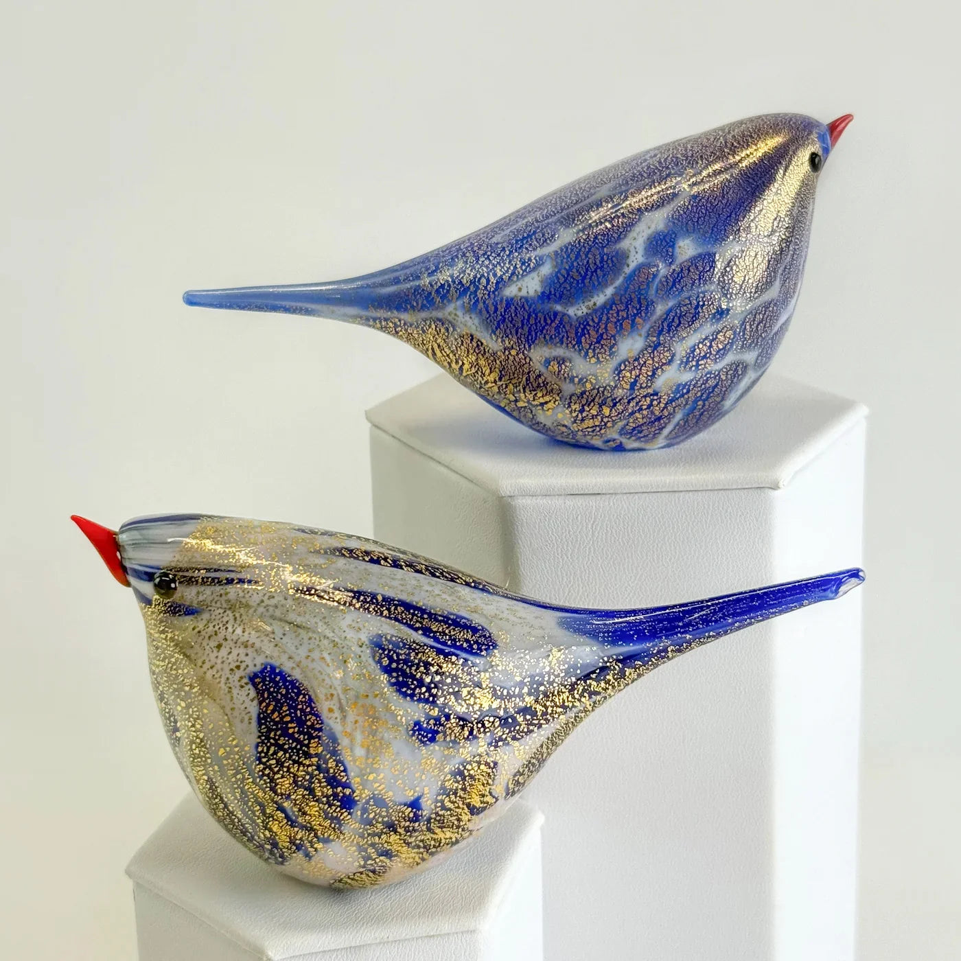 Murano Glass Blue Chirpie Bird, 24k gold, Maradona - My Italian Decor