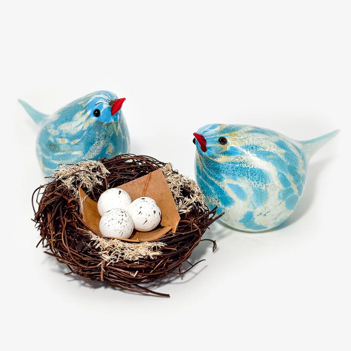 Murano Glass Catarina Chirpie Bird, Handblown Glass, Teal, Made in Italy