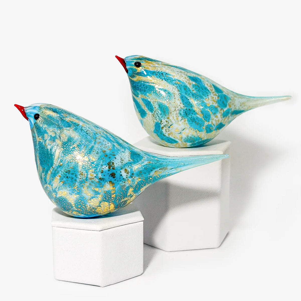 Murano Glass Catarina Chirpie Bird, Handblown Glass, Teal, Made in Italy