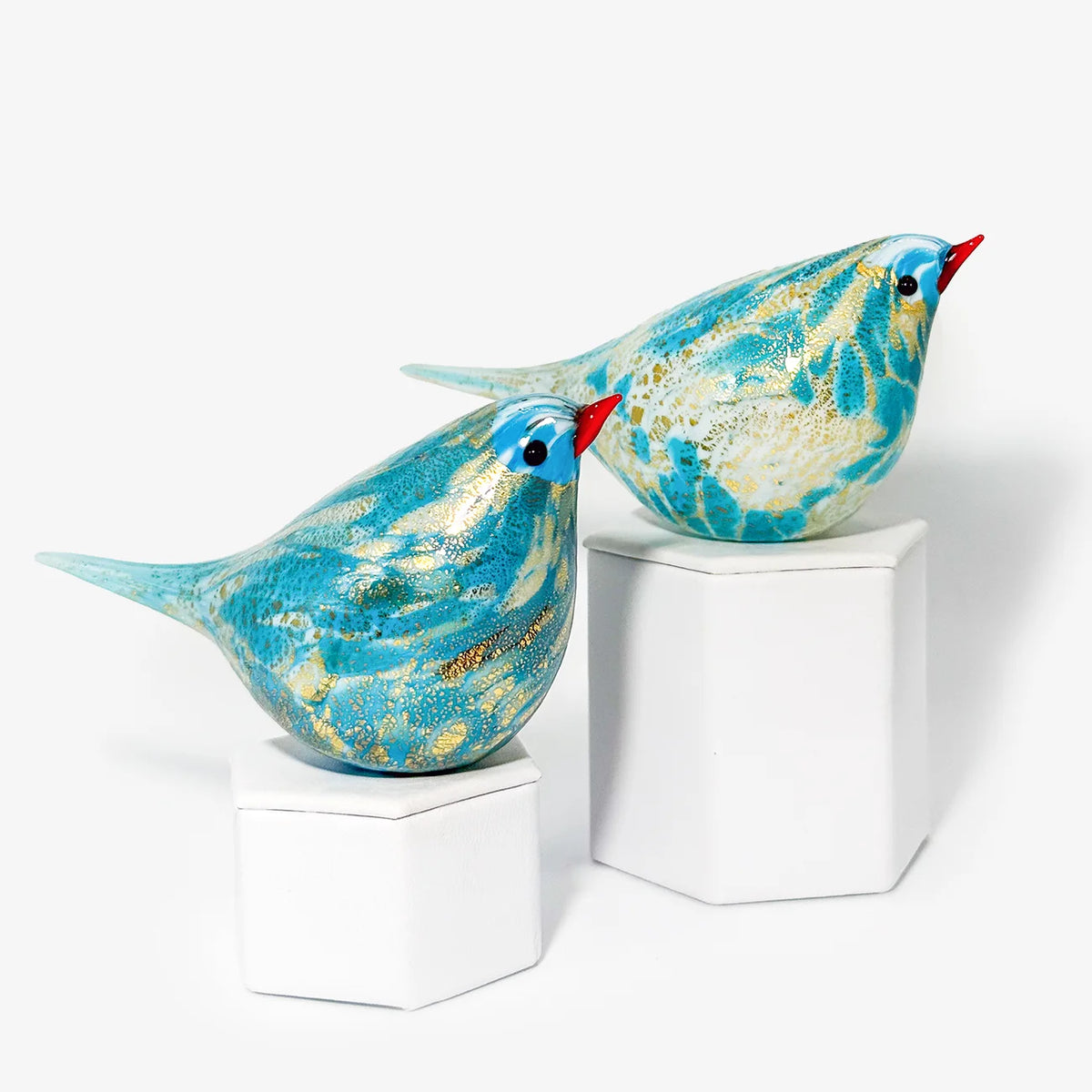 Murano Glass Catarina Chirpie Bird, Handblown Glass, Teal, Made in Italy