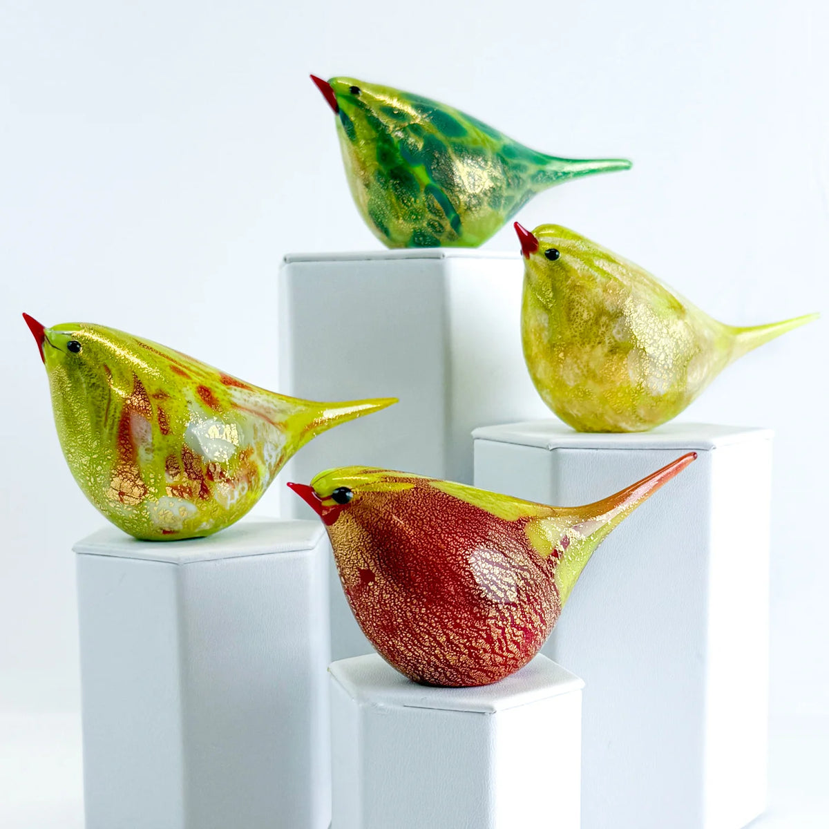 Murano Glass Chirpie Bird Figurine - Cosimo - Yellow, 24k gold - My Italian Decor