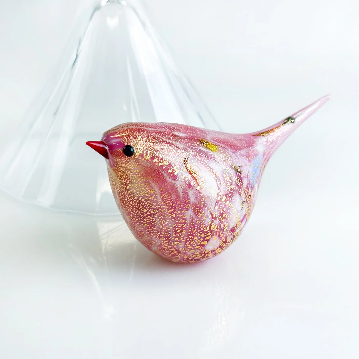 Murano Glass Handblown Italian Chirpie Bird, Pink, Made in Italy - My Italian Decor