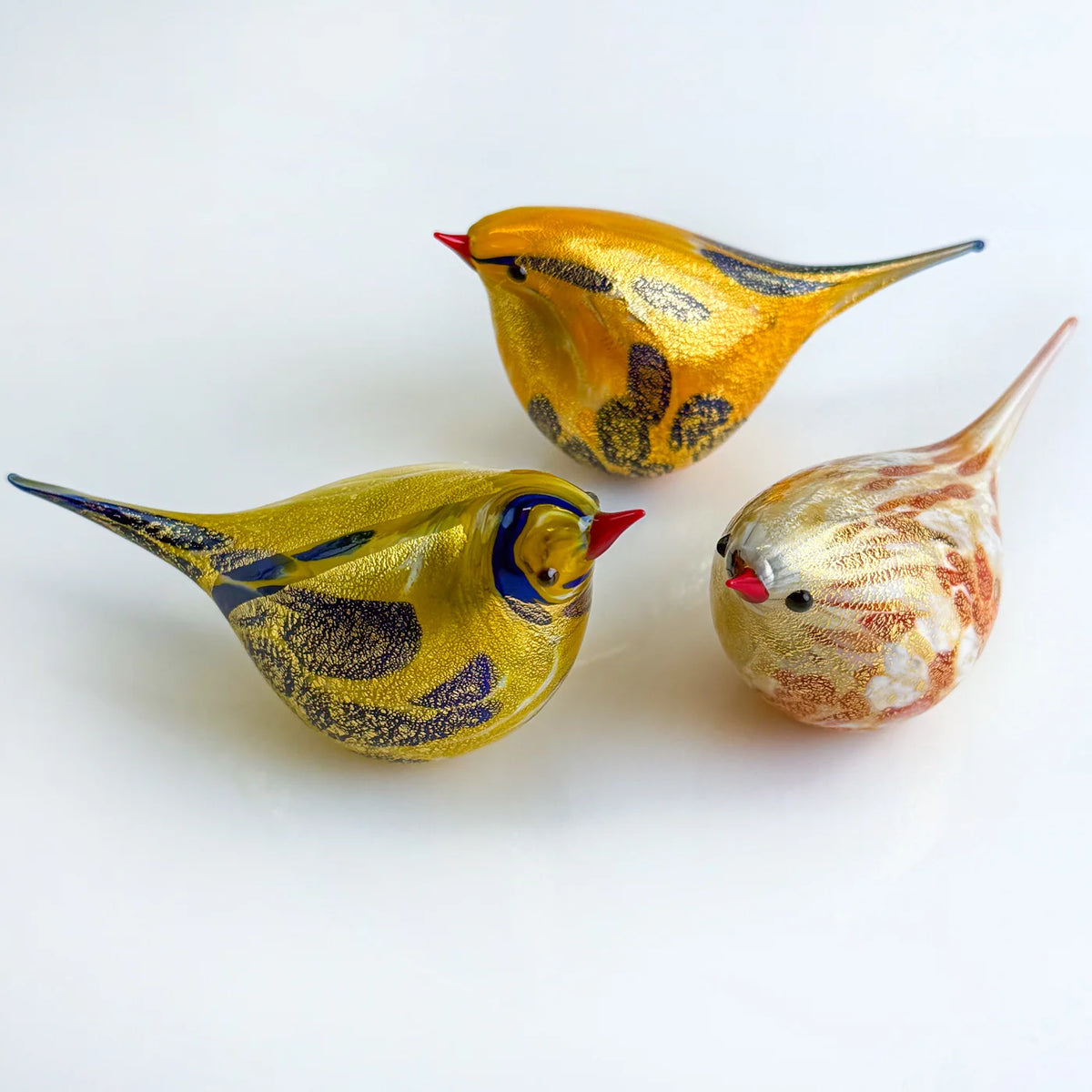 Murano Blown Glass Josie Chirpie Bird, Orange/Yellow, Made in Italy - My Italian Decor
