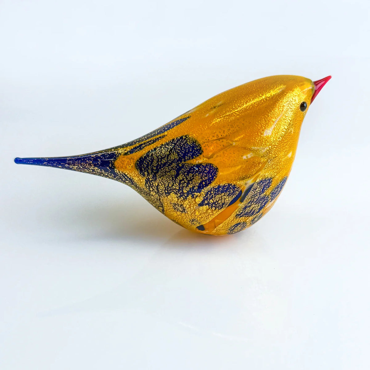 Murano Blown Glass Josie Chirpie Bird, Orange/Yellow, Made in Italy - My Italian Decor