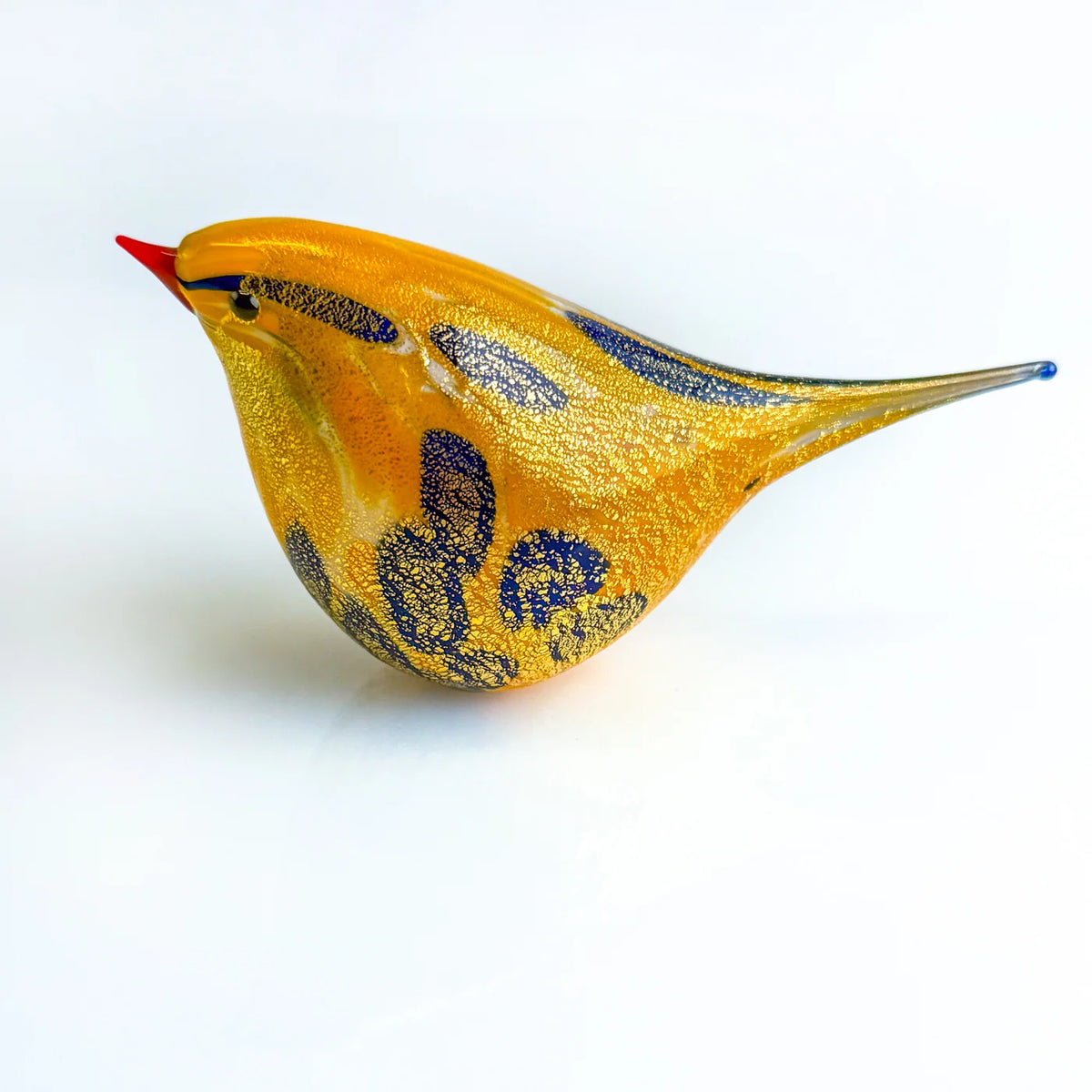 Murano Blown Glass Josie Chirpie Bird, Orange/Yellow, Made in Italy - My Italian Decor