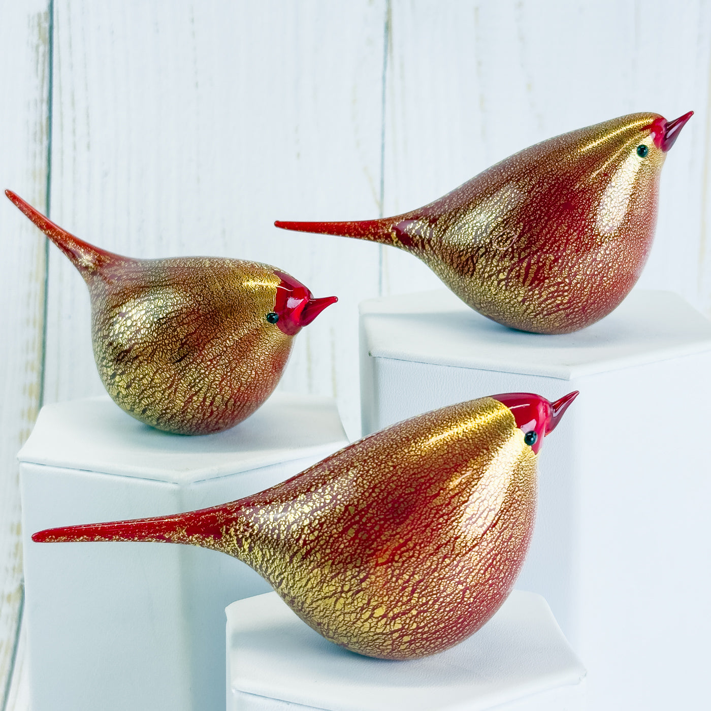 Murano Glass Red Bird Figurine, Luigiana Chirpie, Made in Italy - My Italian Decor