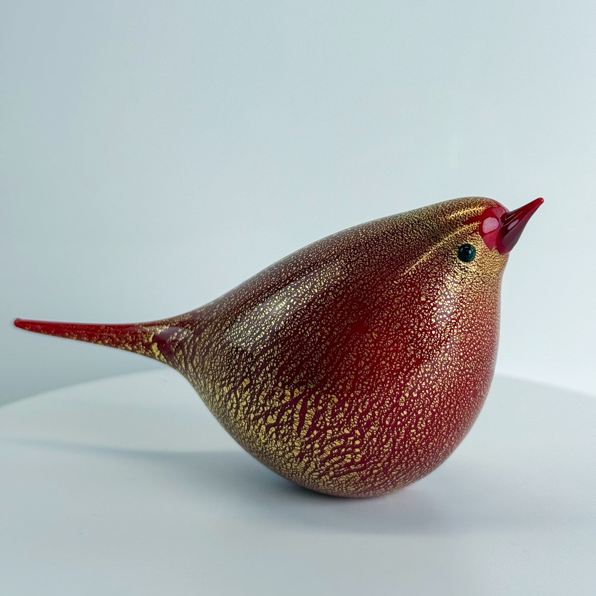 Murano Glass Red Bird Figurine, Luigiana Chirpie, Made in Italy