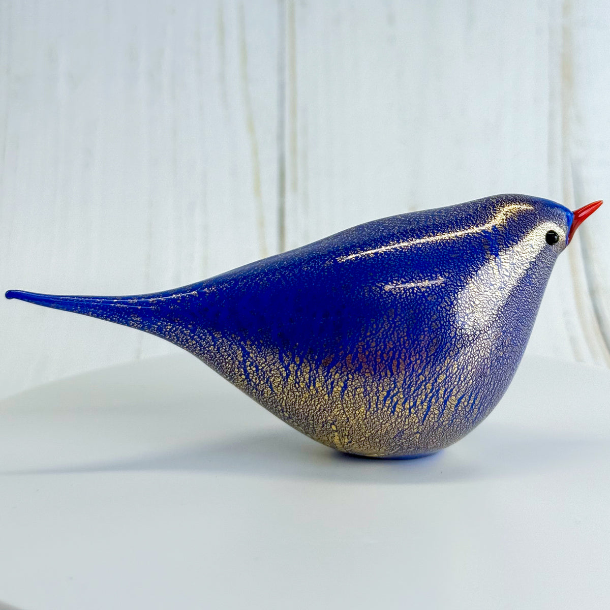 Murano Glass Blue Chirpie Bird, 24k gold, Maradona