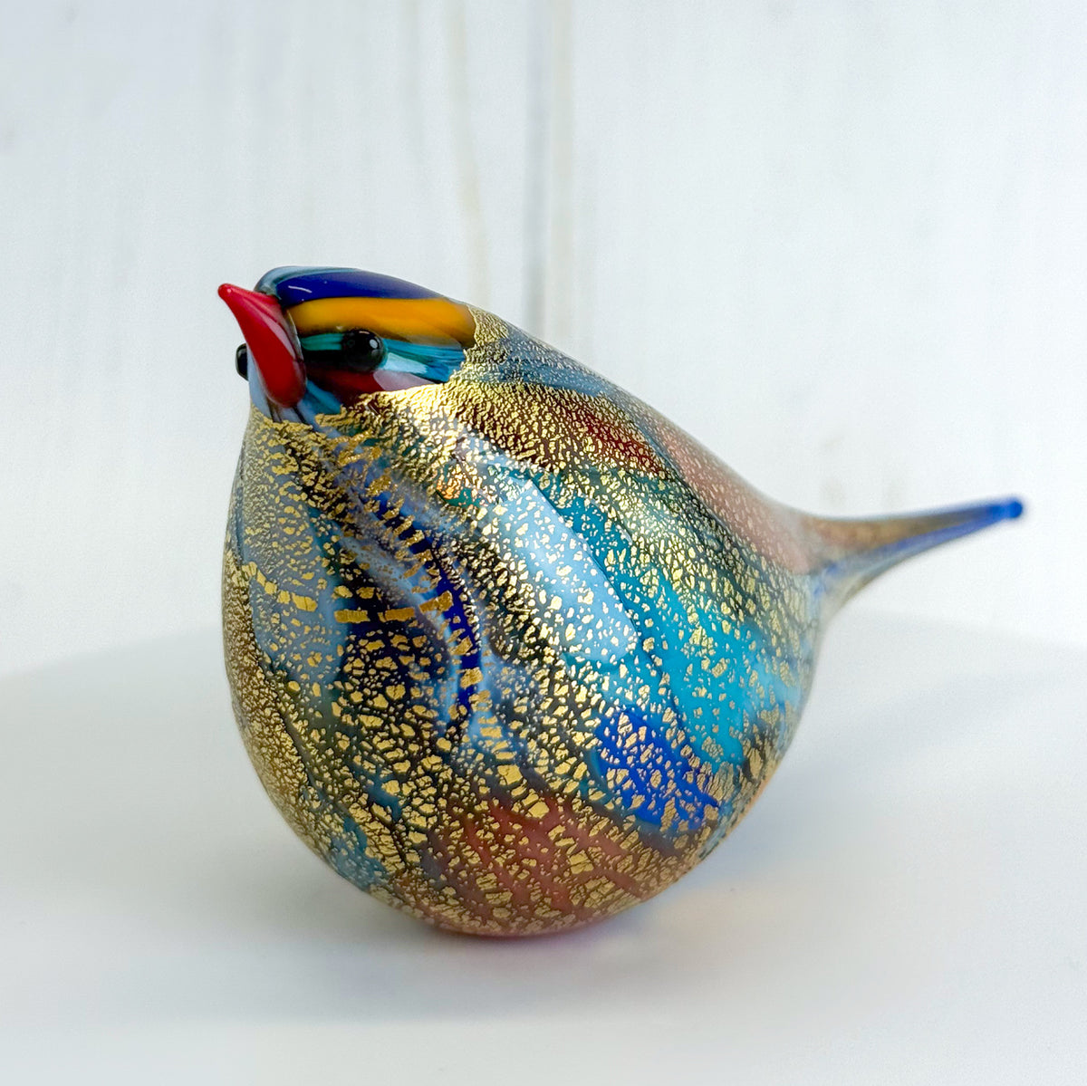 Murano Blown Glass Chirpie Bird, Figurine, Cinzia, Made in Italy