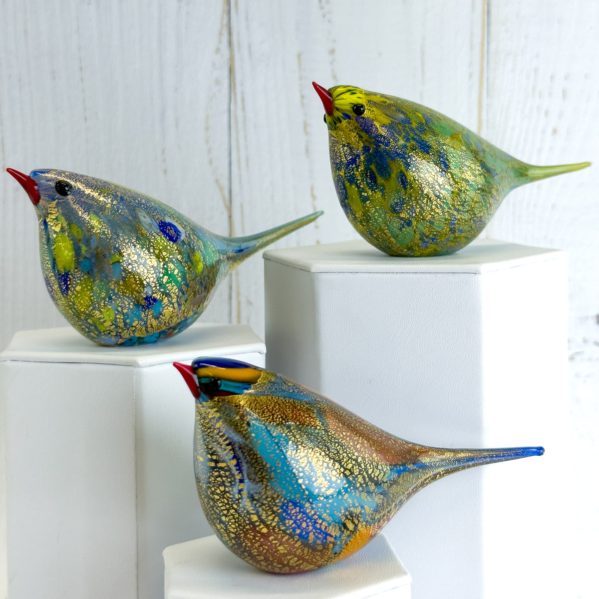 Murano Blown Glass Chirpie Bird, Figurine, Cinzia, Made in Italy