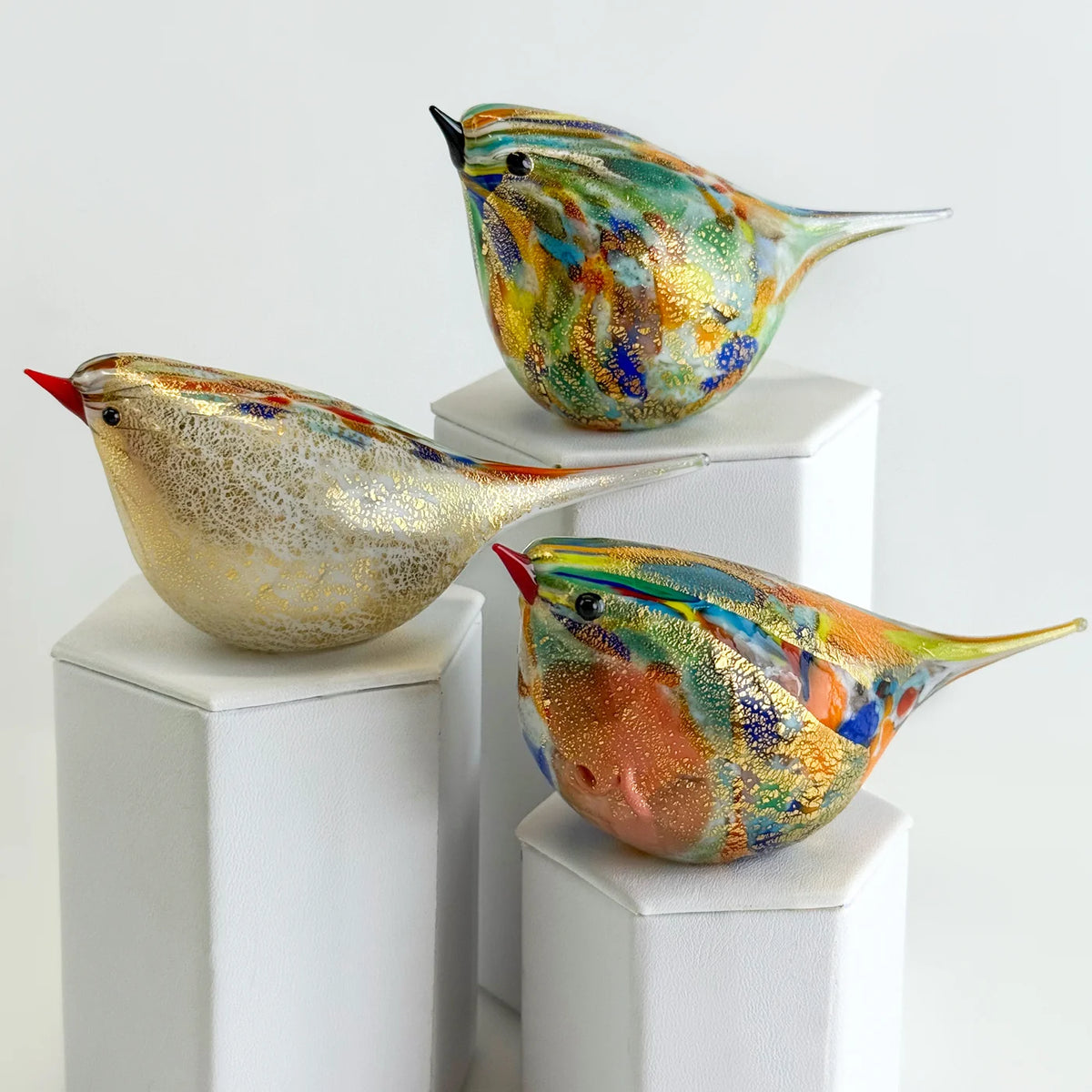 Murano Glass Hand Blown Multicolor Chirpie Bird - Giuseppe - My Italian Decor