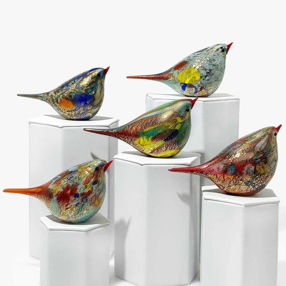 Murano Blown Glass Chirpie Bird, Figurine, Cinzia, Made in Italy