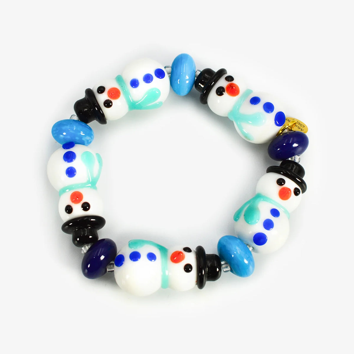 Festive Christmas bead bracelet by Crazy 4 Glass featuring colorful Murano glass beads, perfect for holiday accessories.