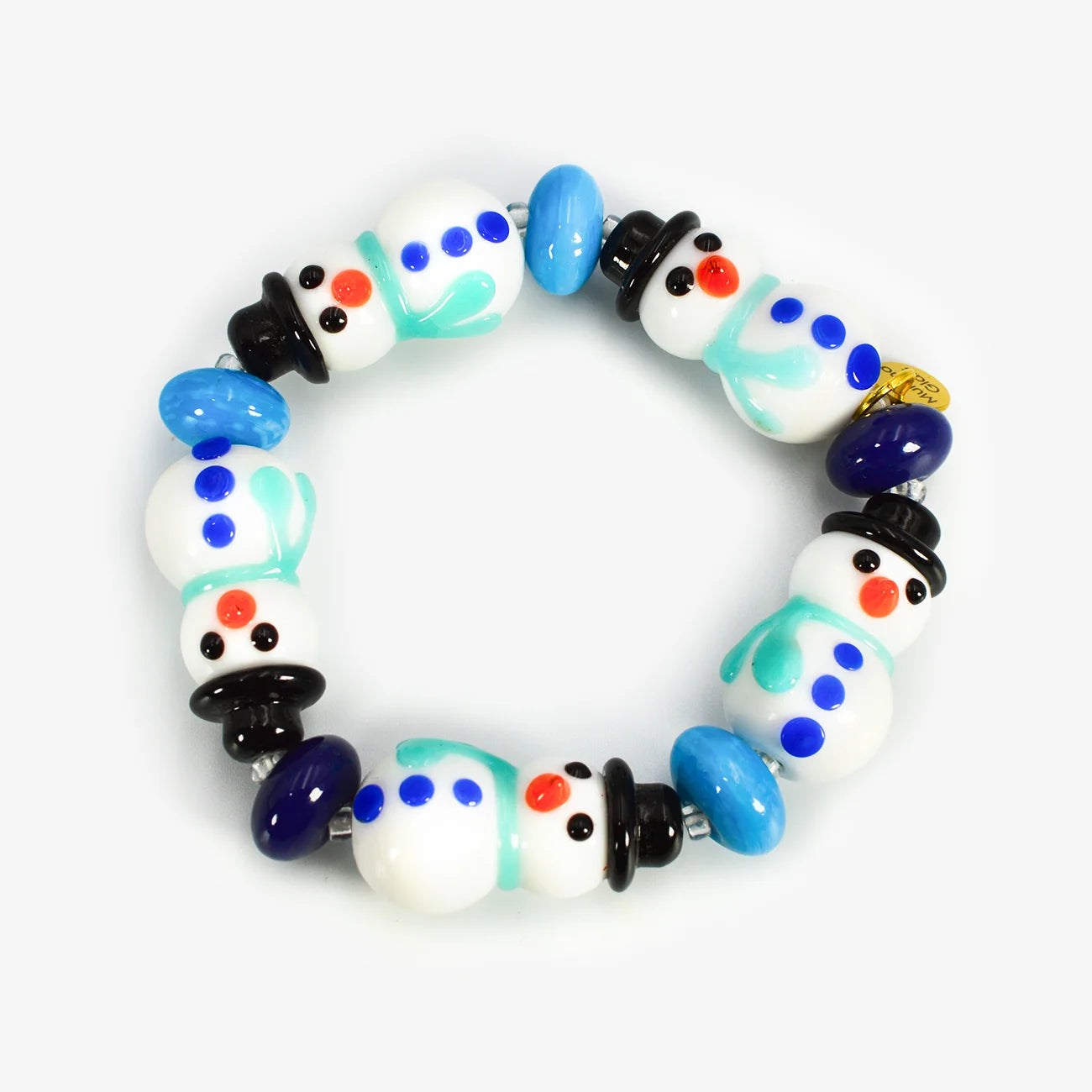 Festive Christmas bead bracelet by Crazy 4 Glass featuring colorful Murano glass beads, perfect for holiday accessories.