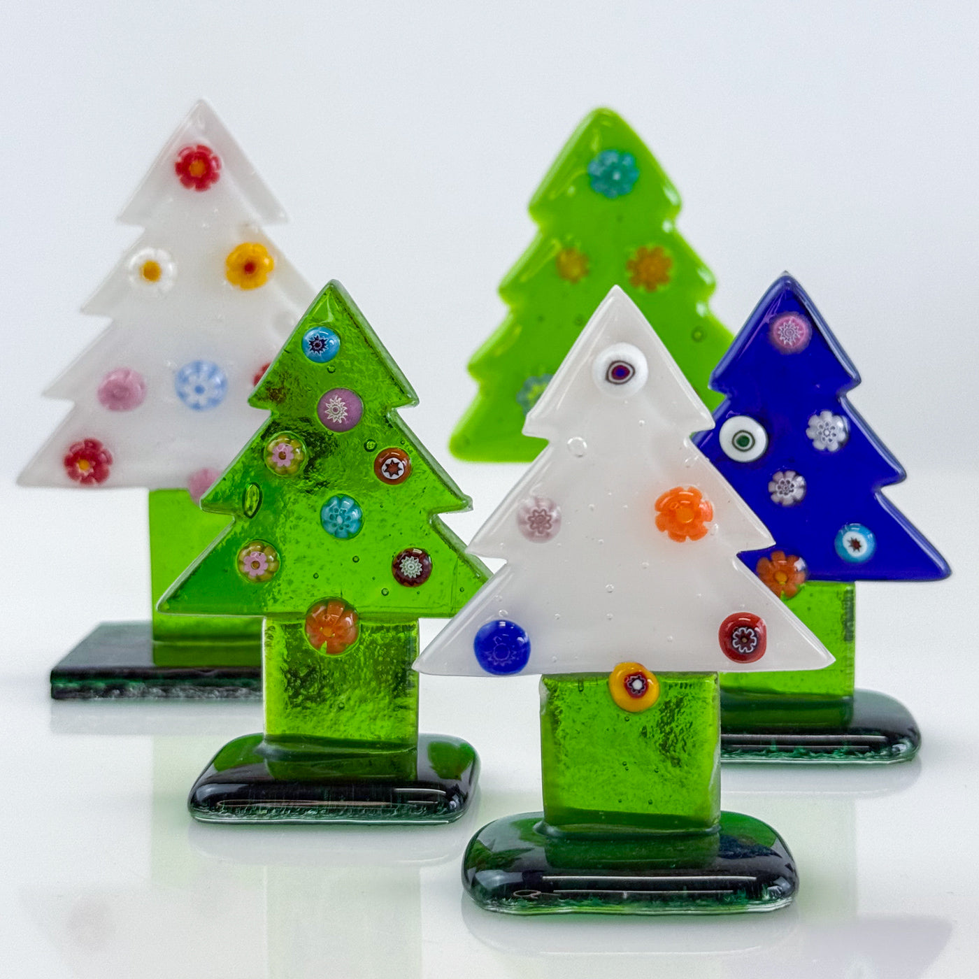 Murano glass Millefiori Christmas tree holiday decoration from My Italian Decor, colorful seasonal holiday decor for festive displays.