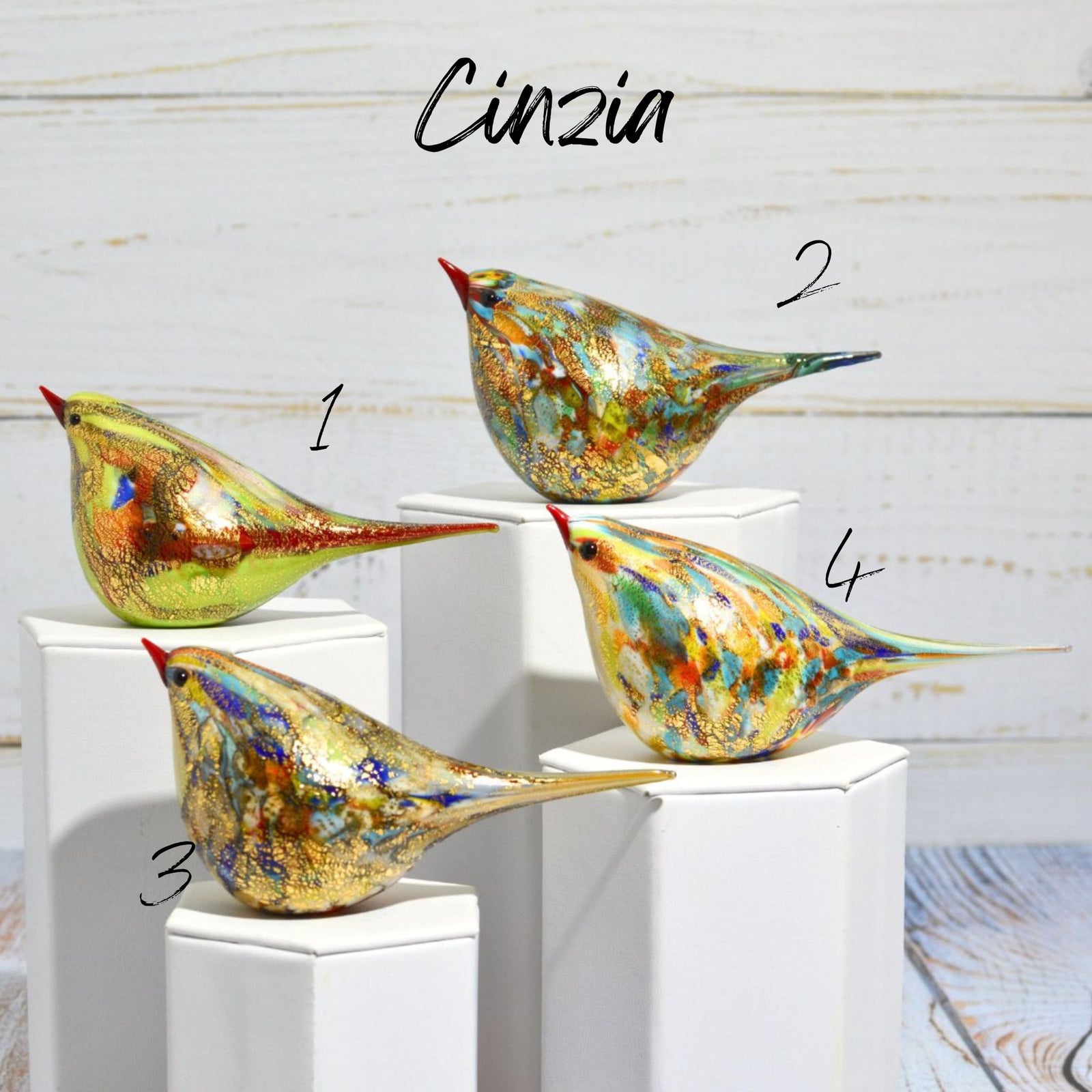 Set of 4 Vintage Murano Style deals Bird Figurines, Italian Hand Made Glass