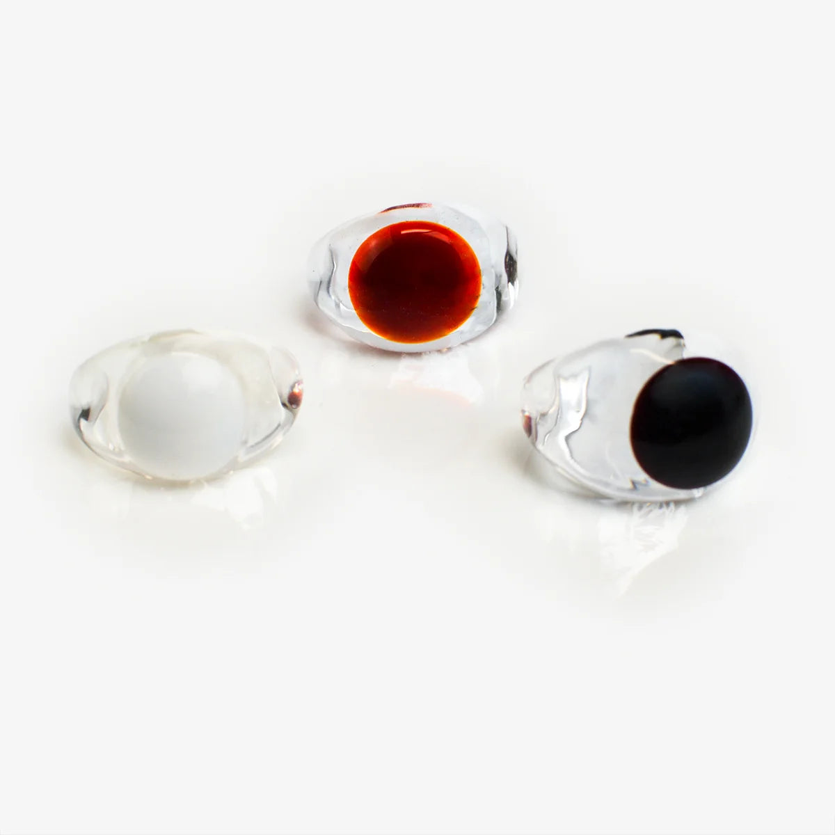 Clear Murano Glass Ring with Circle - Black, Red, or White