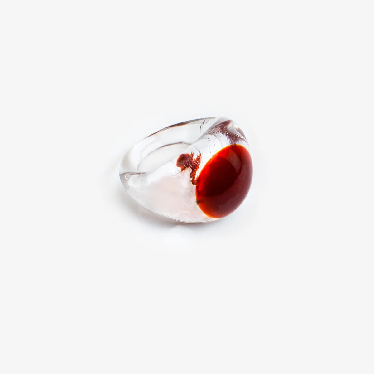 Clear Murano Glass Ring with Circle - Black, Red, or White