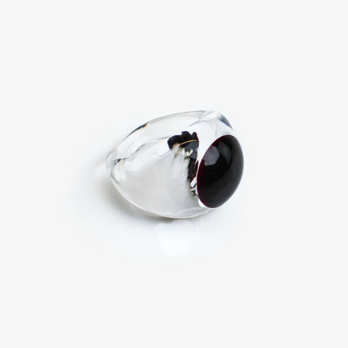 Clear Murano Glass Ring with Circle - Black, Red, or White