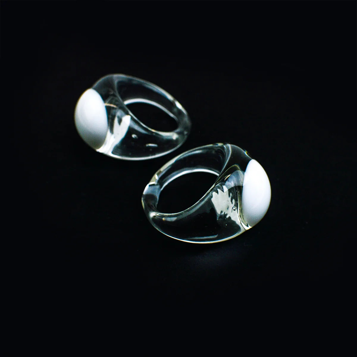 Clear Murano Glass Ring with Circle - Black, Red, or White